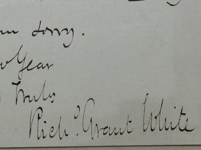 Richard Grant White (1822–1885) literary musical critic, Shakespearean scholar - Autograph signed letter to Louis Borg, the Chancellor of the French Consulate - 1858