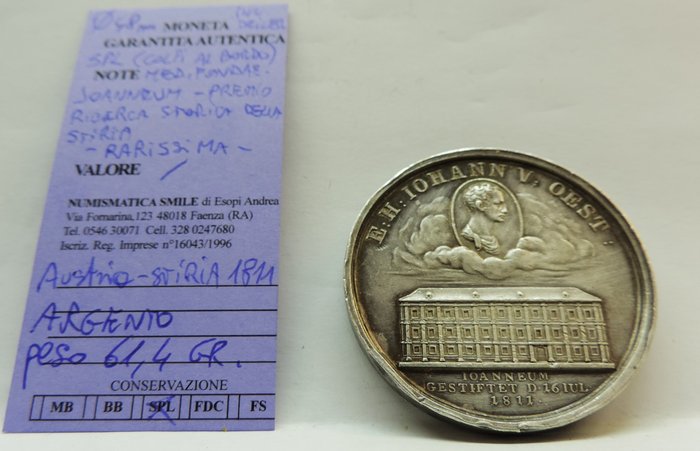 Østrig Silver medal 1811 Fondazione Joanneum premio ricerca storica della Stiria  (Ingen mindstepris)