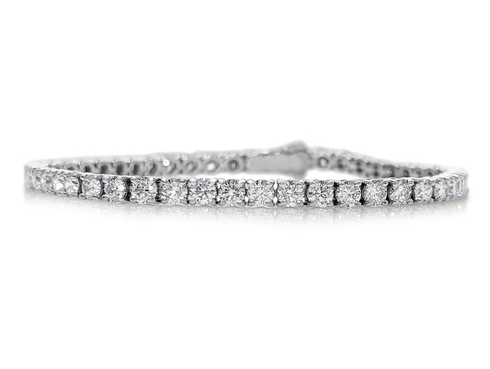 Tennisarmbånd - 14 karat Hvidguld -  7.00ct. tw. Diamant (Laboratoriedyrket) - D-E VVS IGI CERTIFICERT