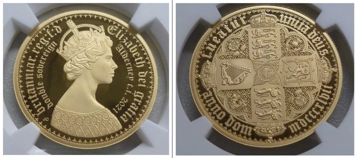 Guernsey, Alderney (Kronbesiddelse). 2 Sovereign 2021 Gothic Crown - PF70 Ultra Cameo