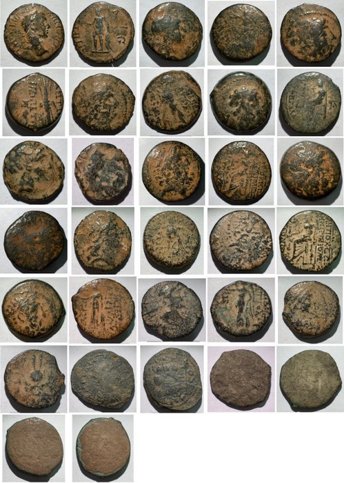 Antikken. Lot of 16 various bronze coins Including Roman Provincial and Seleucids  (Ingen mindstepris)