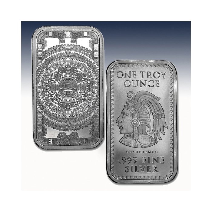 Mexico. Silver Bar Aztec Calendar, 1 Oz (.999)  (Ingen mindstepris)