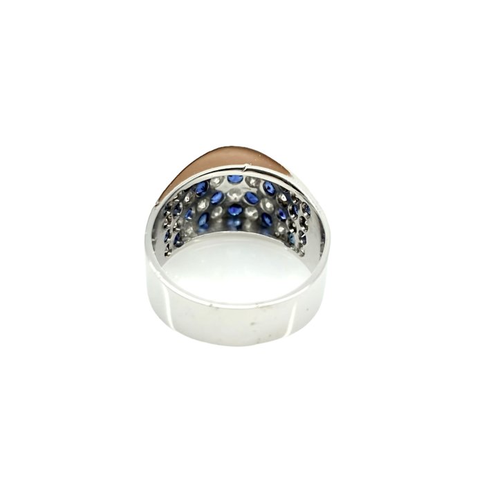 Ring - 14 karat Hvidguld -  1.70ct. tw. Safir - Diamant - Safir og diamantring