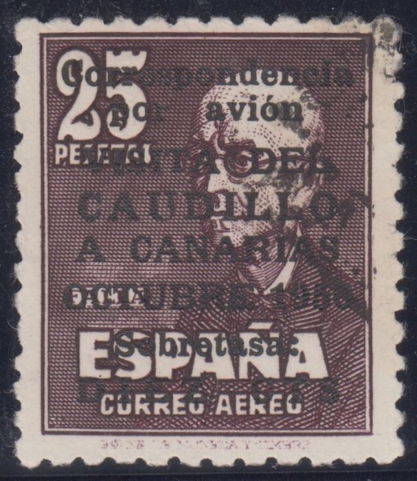 Spanien 1951 - Besøg af Caudillo på De Kanariske Øer. 25 pesetas + 10 cents tillæg. - Edifil 1090