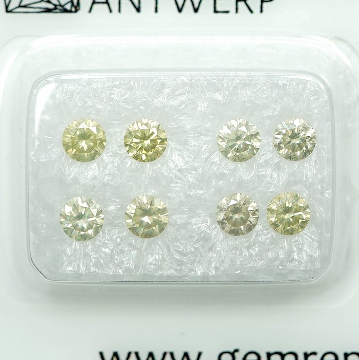 8 pcs Diamant  (Natur)  - 1.09 ct - I1, I2 - Gem Report Antwerp (GRA)