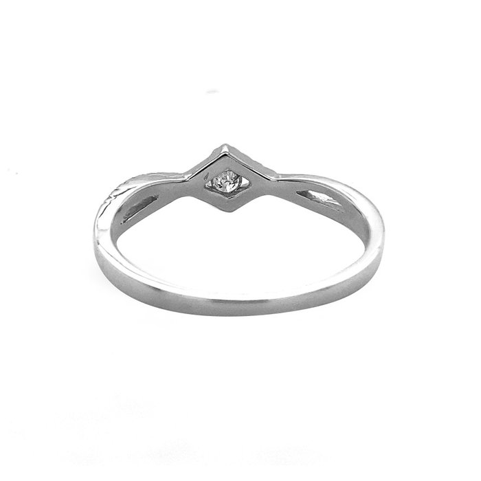 Ingen mindstepris - Ring - 14 karat Hvidguld -  0.14ct. tw. Diamant (Natur)