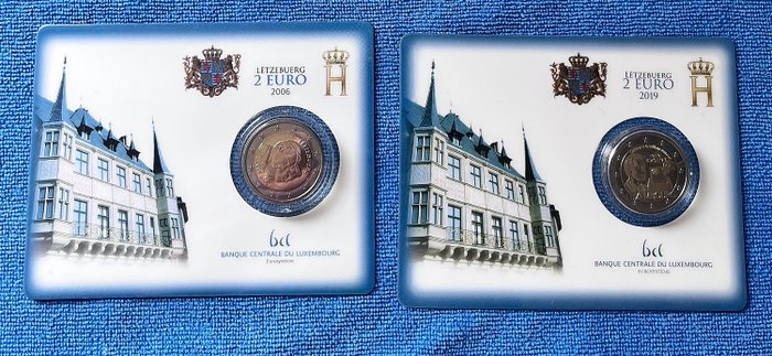 Luxembourg. 2 Euro 2006/2019 "Grand-Duc Guillaume" + "Universal Voting Right" (2 stuks)  (Ingen mindstepris)