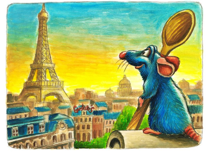 Joan Vizcarra - Ratatouille: Remy  The Eiffel Tower - Fine Art Giclée - Hand-Signed