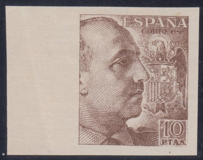 Spanien 1949/1953 - General Franco. 10 pesetas, kastanje. - Edifil 1059s