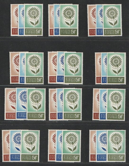 Cypern 1964 - Kultur - Yvert 232/234,  12 complete sets