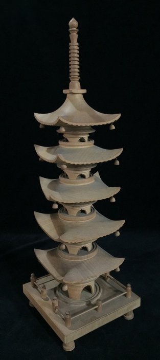 Five-storied Pagoda (Goju-no-To) | Horyuji / Japanese Vintage Wooden Shrine Temple Tower - Statue Træ - Japan  (Ingen mindstepris)