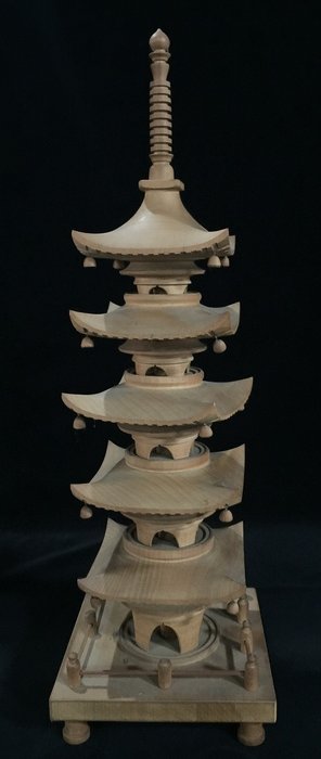 Five-storied Pagoda (Goju-no-To) | Horyuji / Japanese Vintage Wooden Shrine Temple Tower - Statue Træ - Japan  (Ingen mindstepris)