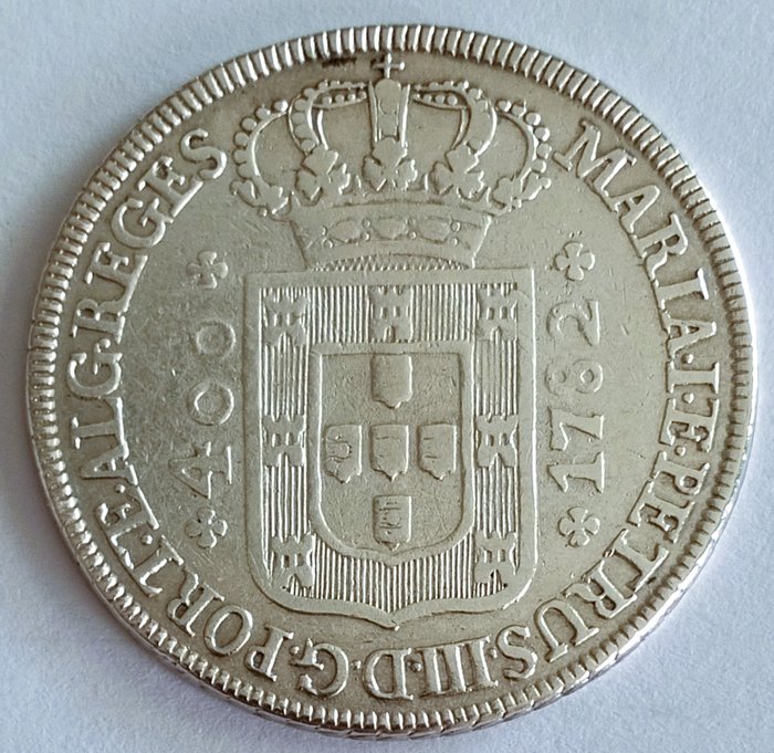 Portugal D Maria  D Pedro III (1777-1786) Cruzado Novo (480 Reis) - 1782 - Coroa Baixa - Escassa