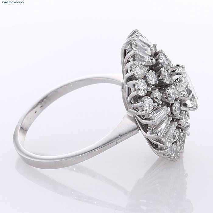 Cocktailring - 18 kraat Hvidguld -  3.20ct. tw. Diamant (Natur) - Diamant - r58