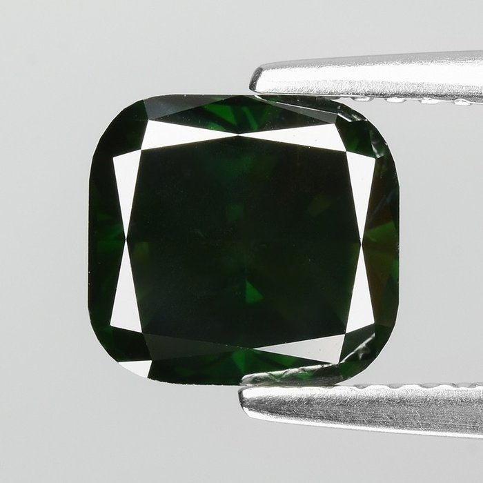 Diamant - 2.46 ct - Pude - Farvebehandlet - I2 - Fancy Dark Green