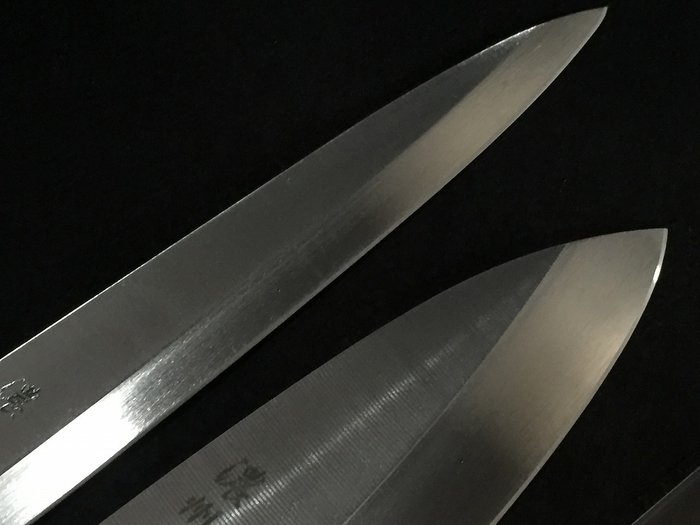 正宗 MASAMUNE / Set of 4 / 菜切 NAKIRI 出刃 DEBA 柳刃 YANAGIBA ペティ PETTY - Køkkenkniv -  Japansk køkkenkniv - Stål, Træ - Japan