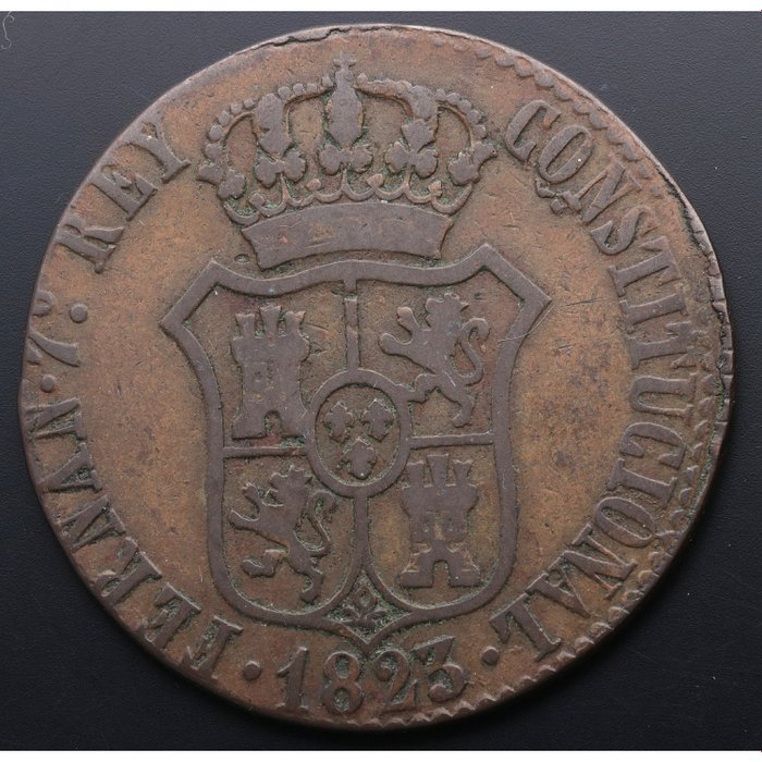 Spanien. Fernando VII (1813-1833). 6 cuartos 1823 Cataluña  (Ingen mindstepris)