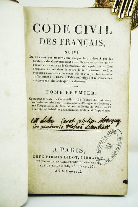 Napoléon - Code Civil des français - 1804