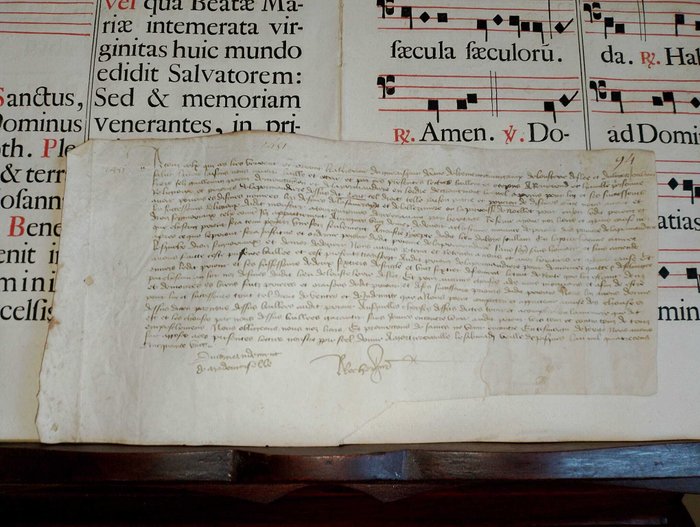 Unconnu - Parchemin manuscrit Français XV siècle Acte Donation Religieuse - 1451