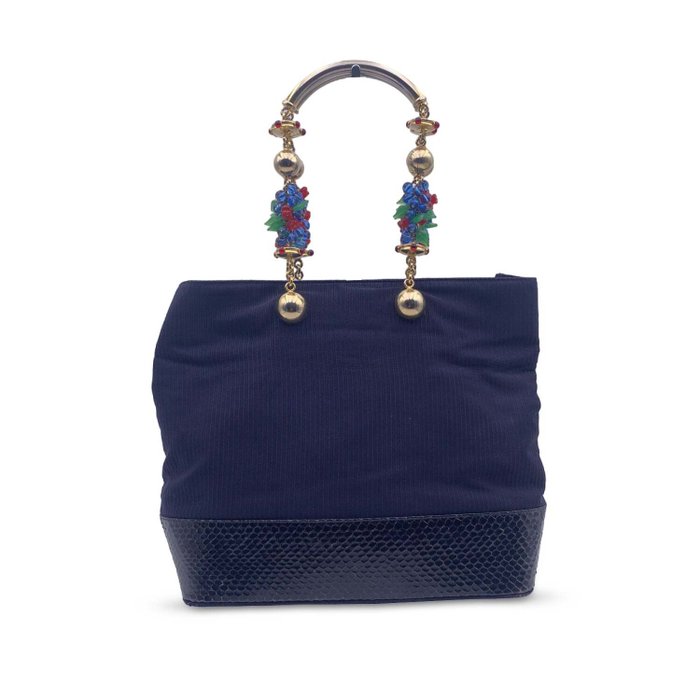 Gianni Versace - Vintage 1991 Andy Warhol Blue Beaded Metal Handle Bag - Mulepose