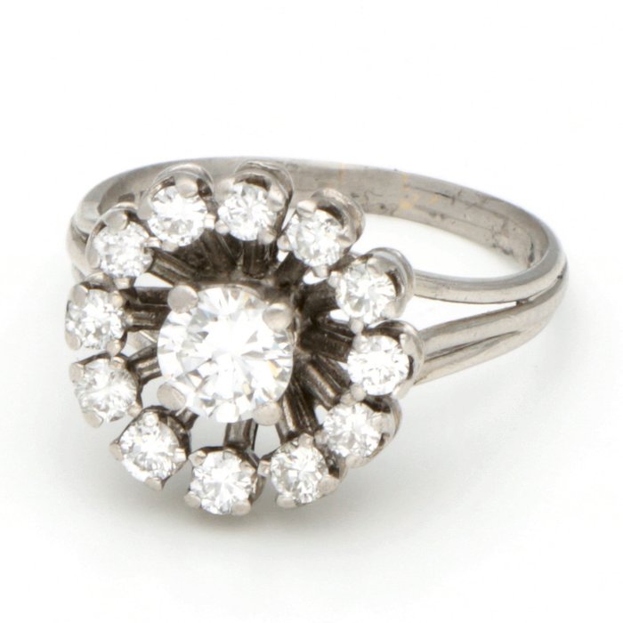 Ring - 22 karat Hvidguld -  0.78ct. tw. Diamant (Natur)