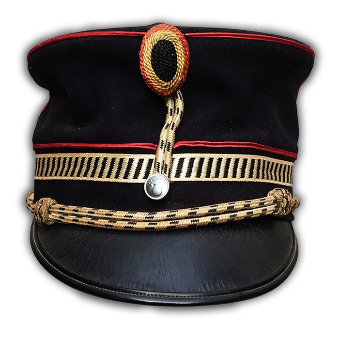 Belgien - Gendarmeri / Seymour Caps Kortrijk - Militær hjelm - Meget smuk Kepi / Shako af Belgisk Gendarmerie 1957 XX God stand Kong Baudouin