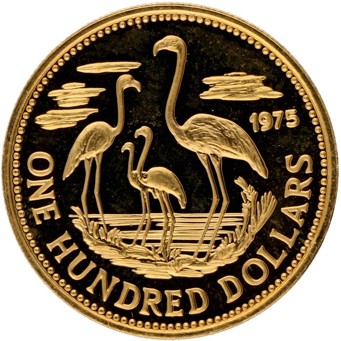 Bahamas. 100 Dollars 1975 "Flamingo's"