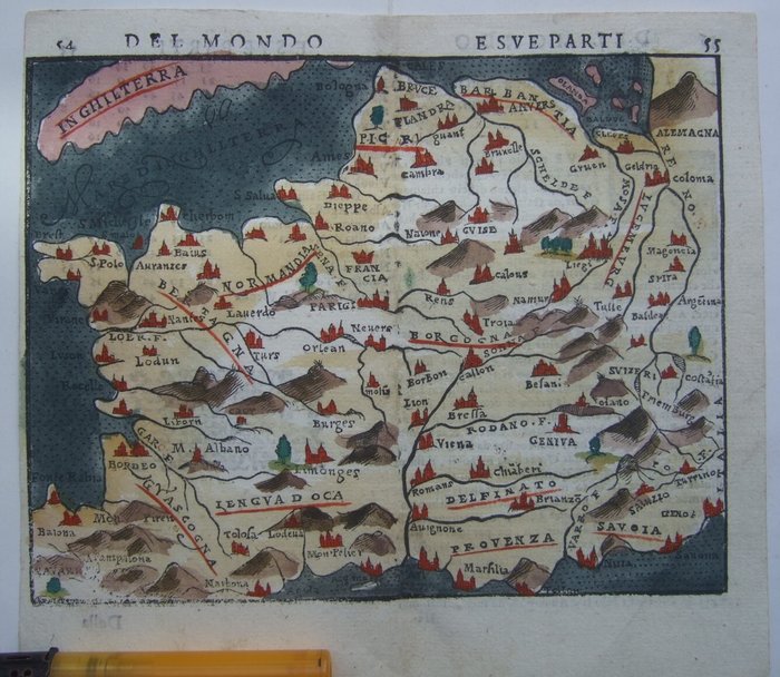 Europa - Frankrig + Belgien, Generelt kort, Paris Bruxelles/Bruxelles, Antwerpen, Marseille Bordeaux,; Rosacchio - No Title - 1581-1600