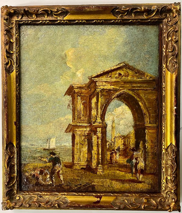 Francesco Guardi (1712-1793) After - Arco fantastico con figure