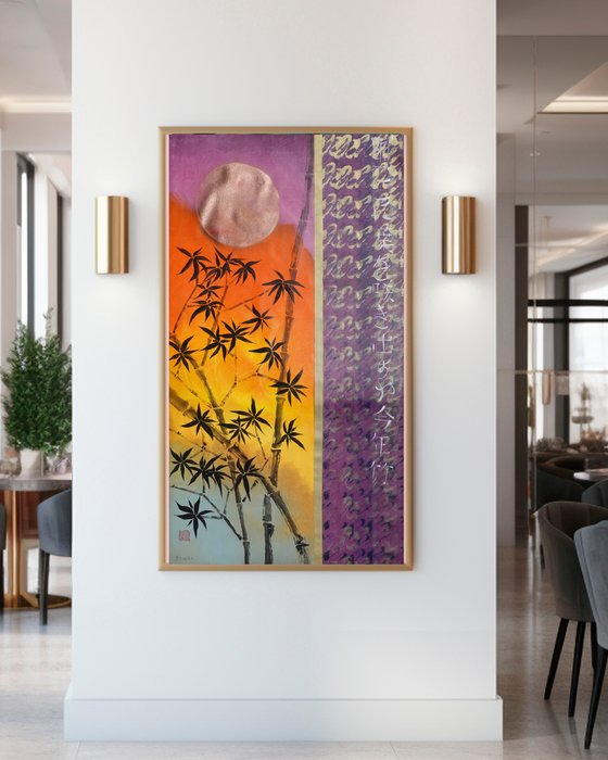 Ksavera - Bamboo japanese painting J374 - canvas XXL - 160cm