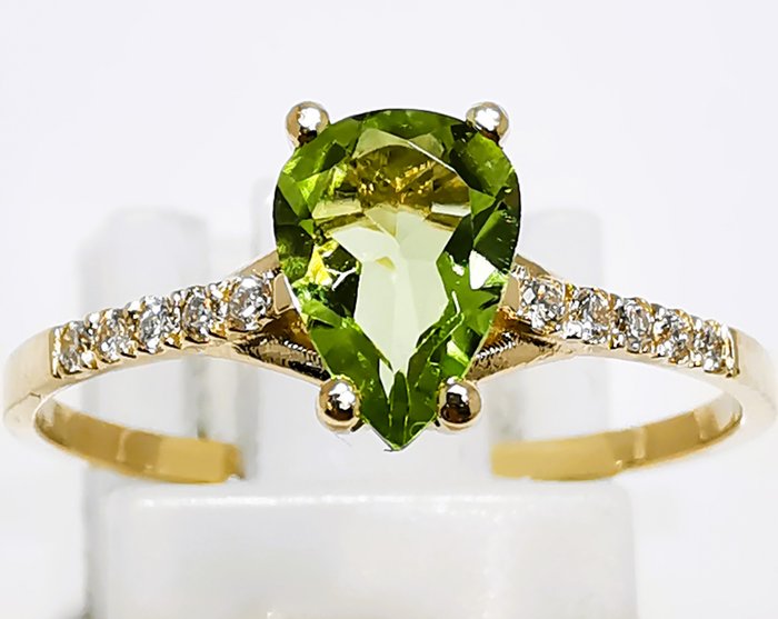 Ingen mindstepris - Ring - 14 karat Gulguld Peridot