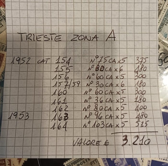 Triest - Zone A 1952 - Forskellige - Sassone cat 154/164