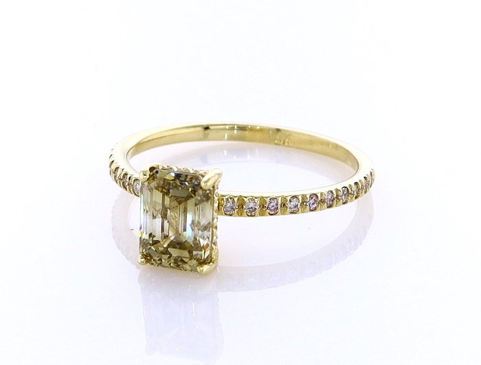 Ring - 14 karat Gulguld -  1.30ct. tw. Diamant (Naturfarvet) - Diamant