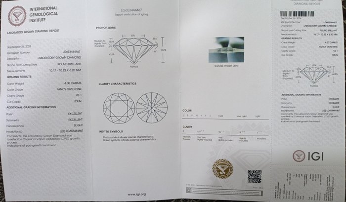 Ring - 14 karat Hvidguld -  4.40ct. tw. Lyserød Diamant (Laboratoriedyrket diamant i fancy farver) - Diamant - Forlovelsesring