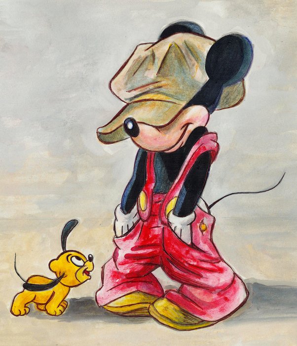 Tony Fernandez - Mickey Mouse and Baby Pluto Inspired by Charlie Chaplin's "The Kid" (1921) - A.P. Signed Giclée