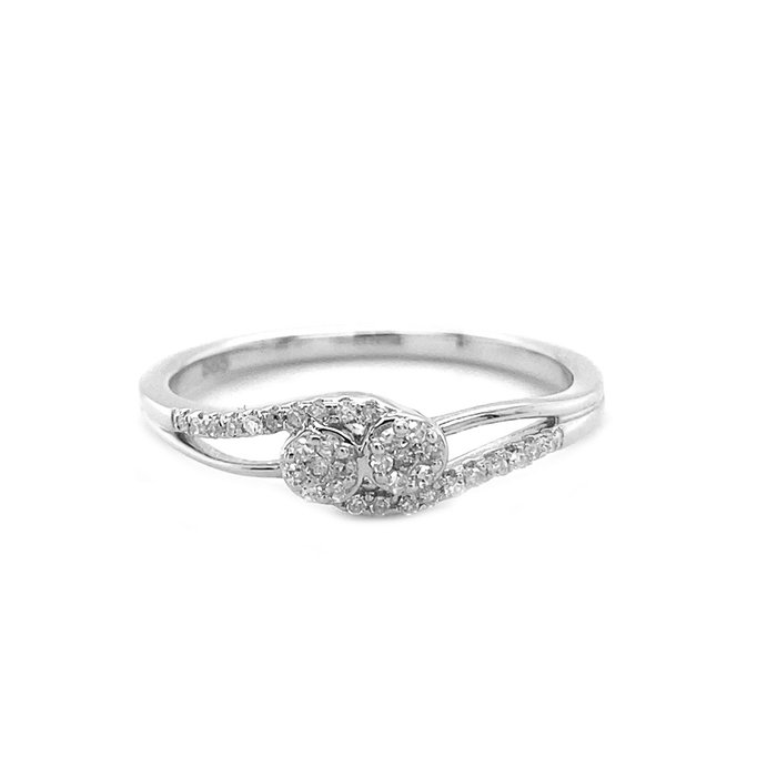 Ingen mindstepris - Ring - 14 karat Hvidguld -  013ct tw Diamant (Natur)