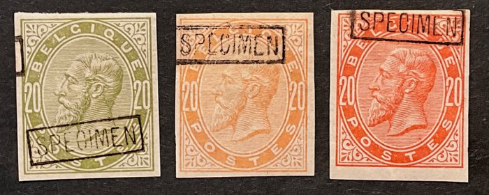 Belgien 1883 - Leopold I - Type OBP 39 - Prøver med SPECIMEN - Sæt med 7 farver - Stes ex 1867/1884