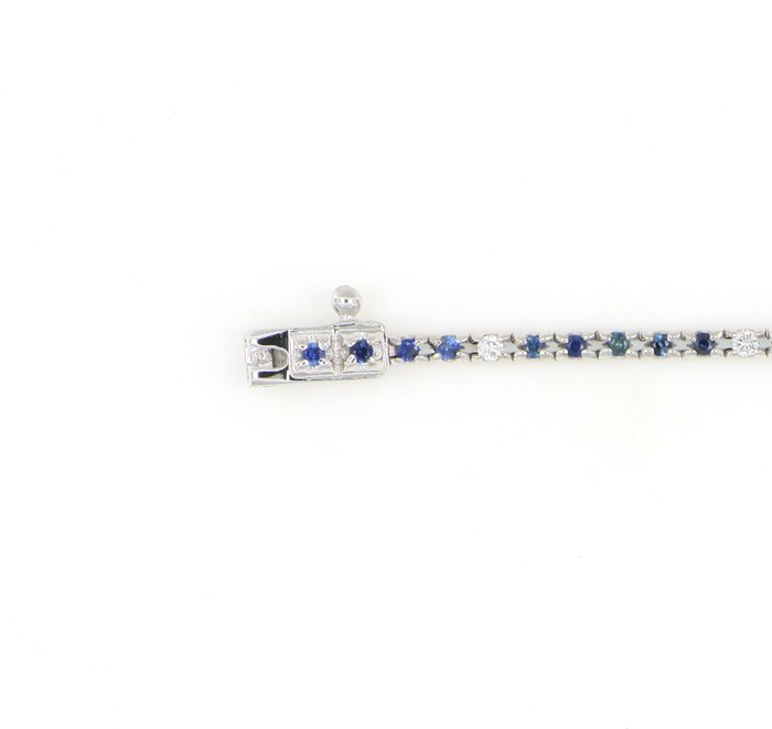 Ingen mindstepris - Armbånd - 18 kraat Hvidguld -  0.95ct. tw. Safir - Diamant