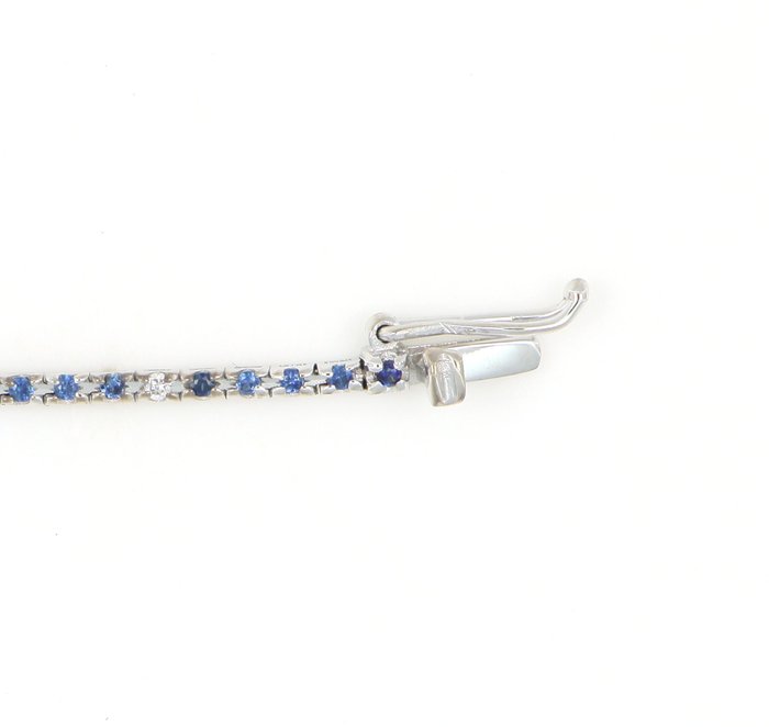 Ingen mindstepris - Armbånd - 18 kraat Hvidguld -  0.95ct. tw. Safir - Diamant