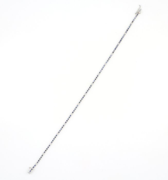 Ingen mindstepris - Armbånd - 18 kraat Hvidguld -  0.95ct. tw. Safir - Diamant