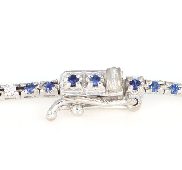 Ingen mindstepris - Armbånd - 18 kraat Hvidguld -  0.95ct. tw. Safir - Diamant