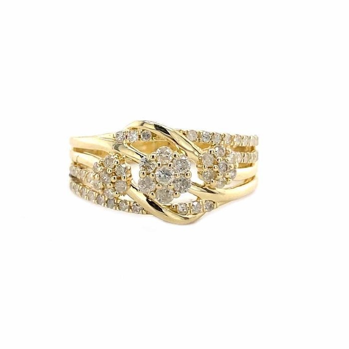 Ring - 14 karat Gulguld -  0.51ct. tw. Diamant (Natur)