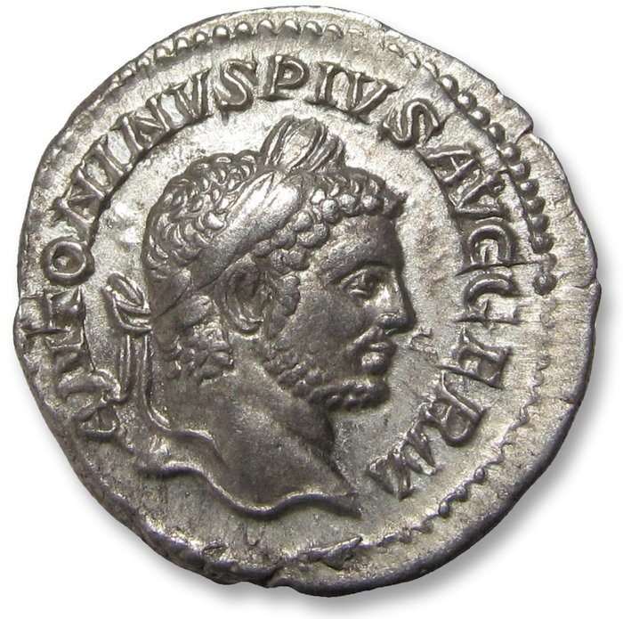 Romarriket. Caracalla (AD 198-217). Denarius Rome mint 216 A.D. - P M TR P XVIIII COS IIII P P, Serapis standing left -