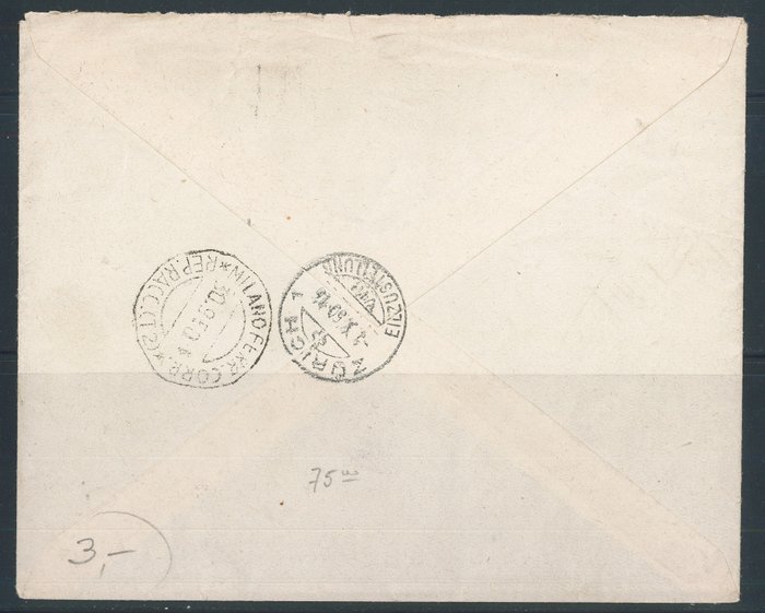 Den Italienske Republik  - Demokratisk 100 lire n. 565 + 10, 15, 20 og 50 lire på Racc fra Milano 30.9.50 for Schweiz. - Sassone n. 565