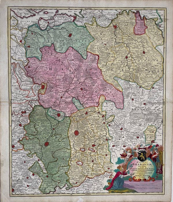 Nederland, België - Brabant (Hertugdømmet); J.B. Homann - Ducatus Brabantiae Nova Tabula (…) - 1721-1750