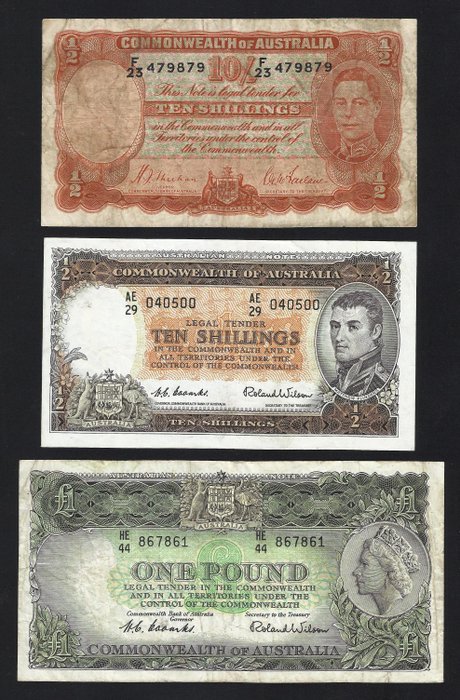 Australien - 3 Banknotes - 1939/1961  (Ingen mindstepris)