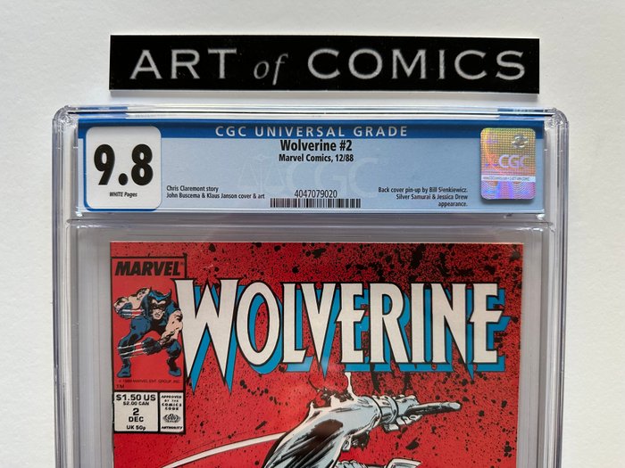 Wolverine #2 - Silver Samurai, Jessica Drew Appearance - CGC Graded 9.8 - Extremely High Grade!! - White Pages!! - 1 Graded comic - Første udgave - 1988