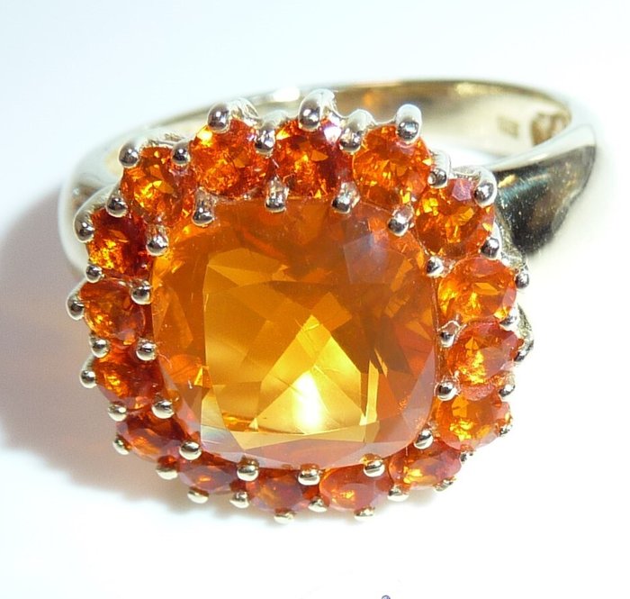 Ring - 14 karat Gulguld -  330ct tw Ildopal - Gr 57 udskiftelig - BCI