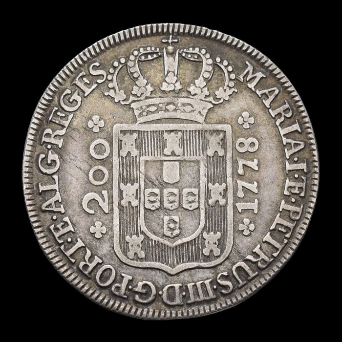 Portugal D Maria  D Pedro III (1777-1786) 12 Vinténs (240 Reis) 1778 - Muito Rara