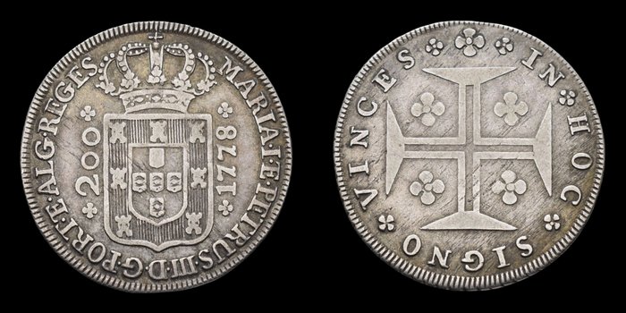 Portugal D Maria  D Pedro III (1777-1786) 12 Vinténs (240 Reis) 1778 - Muito Rara